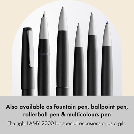 Lamy 2000 black - elegant mechanical pencil in a satin-finish fibreglass casing - perfectly balanced - pencil M 40 fine-line refill in line width 0.7 mm & eraser tip