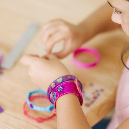 Melissa & Doug Design-Your-Own Jewelry-Making Kits - Bangles, Headbands, and BraceletsDIY Jewelry, Decorate with Stickers, Bracelet and Headband Crafting Set for Kids Ages 4+