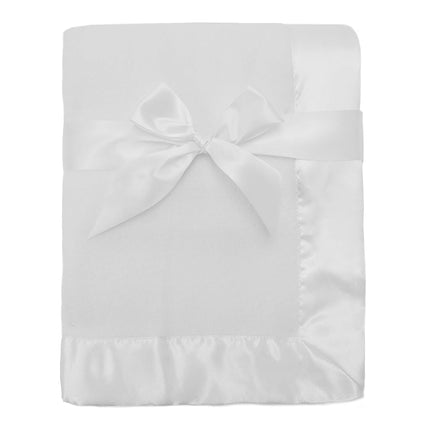 TLCare Fleece Blanket with Satin Trim, White, 2", 