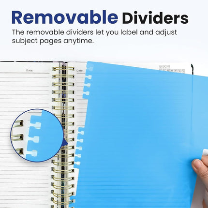Taja Spiral Notebooks for Work 5 Subject Notebook with Removable Dividers