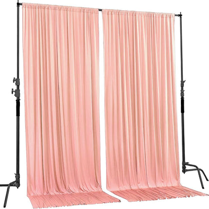 AK TRADING CO. 3m x 3m 5FT x 10FT Peach Polyester Backdrop with Rod Pockets Black