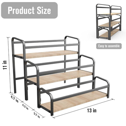 Organizador de especias para encimera, soporte de almacenamiento de especias de 3 niveles con conexión magnética para cocina, estante duradero para jarabes con protección anticaídas, estante expositor versátil para botellas de vino, cosméticos.