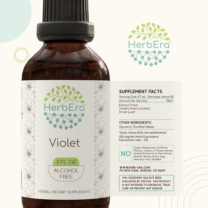 Violet B120 Alcohol-Free Herbal Extract Tincture, Super-Concentrated Organic Violet (Viola Tricolor) (4 fl oz)
