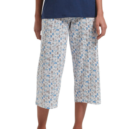 HUE Women's Basic Printed Knit Capri Pajama Sleep 