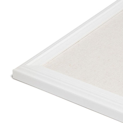 U Brands Farmhouse Linen Bulletin Board with White Frame, Office Supplies, Natural, 20” x 30”