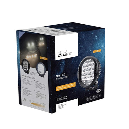 Serie LED HELLA ValueFit 500 - Lámpara de conducción LED – Luz todoterreno universal para camionetas, vehículos todo terreno, SUV, 4x4, Jeeps, tractores / 358117161
