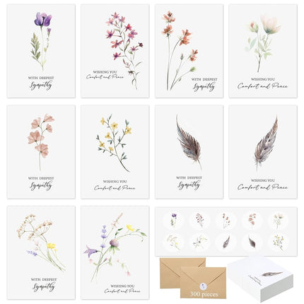Saypacck 100 Sets Bulk Sympathy Cards with Envelop