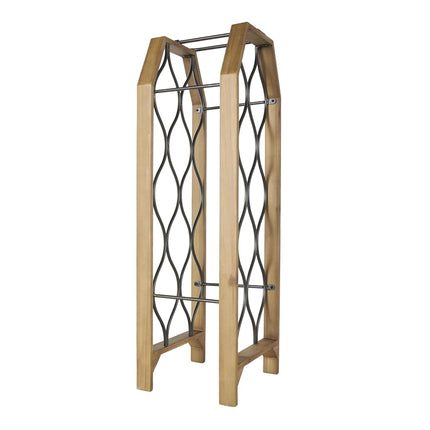 Deco 79 Wood Tall 8 Slot Wine Rack with Gray Metal Curved Teardrop Holders, 10" x 9" x 29", Brown