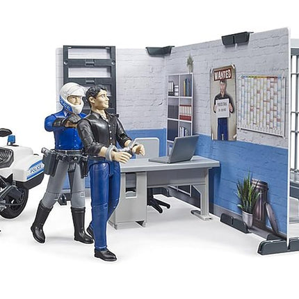 bworld Set Police Station w Police Motorbike
