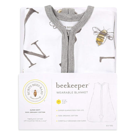 Burt's Bees Baby Unisex Beekeeper Wearable Blanket, Organic Cotton - Light Weight or Medium Weight - Newborn Essentials, A Bee C Cloud, Medium