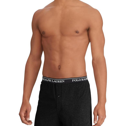 POLO RALPH LAUREN Men's Classic Fit Cotton Knit Boxer Shorts - 3 Pack, Polo Black/Red, SM