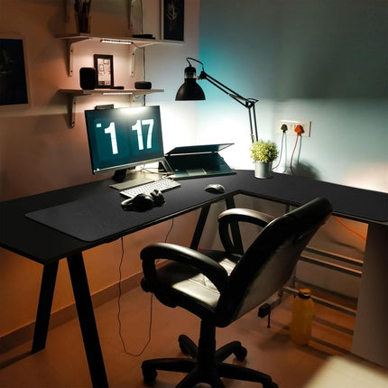 Mydours 53"x53"x16" L Shaped Office Mat, Full Desk Mouse Pad, Black