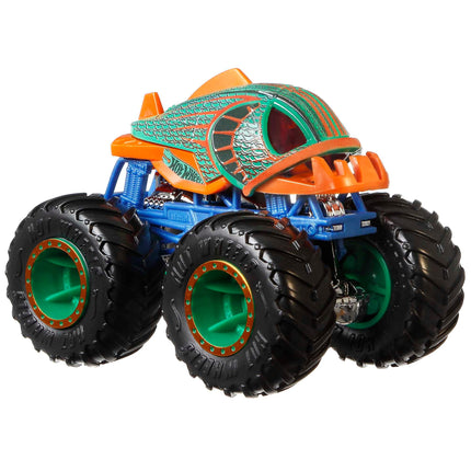 Hot Wheels Monster Trucks Paquete de 3 Vehículos de Juguete a Escala 1:64, Shark Wreak, Piran-ahh y Mega Wrex, Juguete para Niños de 3 Años en Adelante