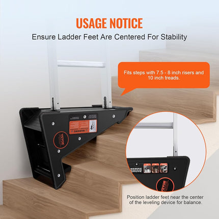 VEVOR Ladder Levler, 380lbs Load PP Ladder Leveling Tool, Pitch Hopper, Stair Ladder Stabilizer with Storage, Easy to Use Stable Platform for All Surfaces,Extension Ladder Accessory for Uneven Ground