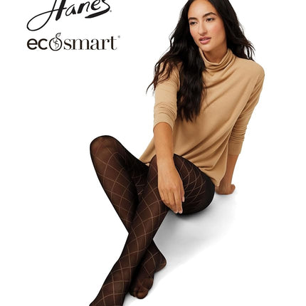 Collant Hanes EcoSmart Diamond Outline avec haut gainant, 20 den, noir, XXL pour femme