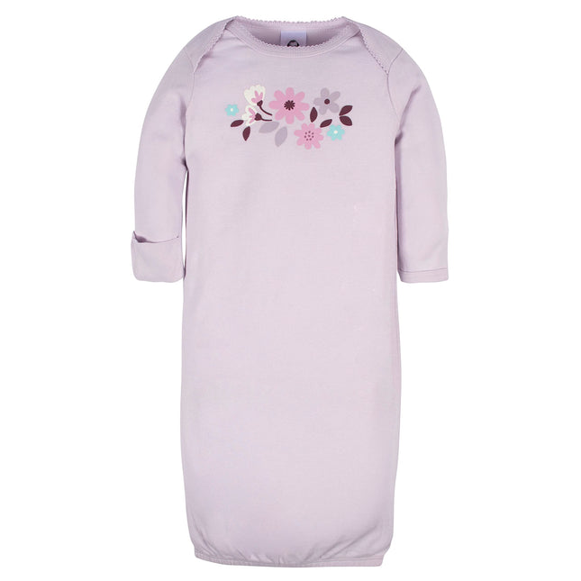 Gerber Unisex Baby Boy and Girls 4-Pack Sleeper Gown, Lavender Garden, 0-6 Months