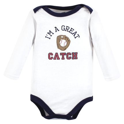 Hudson Baby unisex-baby Cotton Long-sleeve Bodysuits, Sports Stripes, 6-9 Months