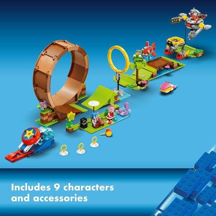 Jeu de Construction LEGO Sonic The Hedgehog Défi du Looping de la Zone de Green Hill de Sonic, Jouet Sonic Adventure avec 9 Personnages Sonic et ses Amis, Cadeau Amusant pour les Joueurs et Jeunes Fans de 8 Ans, 76994