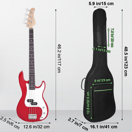MUZTOP Bass Guitar Case, Bass Guitar Gig Bag 0.35" Waterproof Thick Padding Backpack Soft Electric Bass Guitar Bag Dual Adjustable Shoulder Strap Pocket & Back Hanger Loop Black