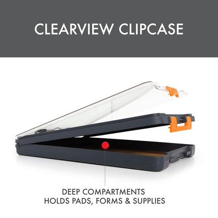 Dexas 5717-804 Clearview Clipcase Dry Erase Clipboard, ABS PP SAN Alloy Steel, Orange