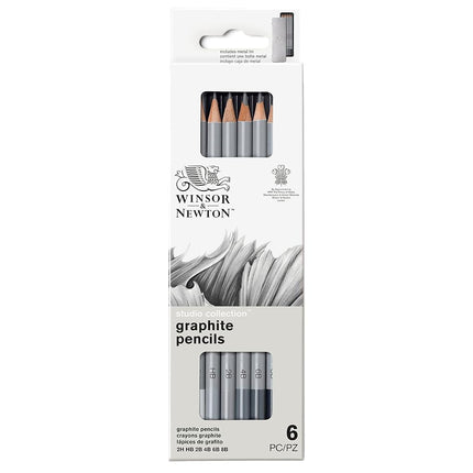 Winsor & Newton Studio Collection Soft Core, Set of 6 Graphite Pencils (8B - 2H), Professional Quality for Artists, for Sketching, Shading and Drawing
