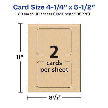 Avery Printable Rectangle Rounded Corner Postcards with Sure Feed Technology, 4.25" x 5.5", Kraft Brown Cardstock, Print-to-the-Edge, Laser/Inkjet Cards, 20 Total