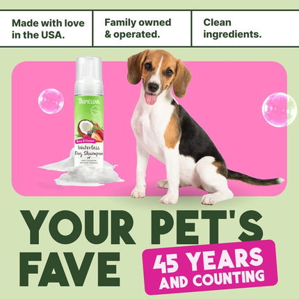 Tropiclean No Rinsing Berry and Coconut Deep Cleansing Waterless Shampoo for Dogs 220mL