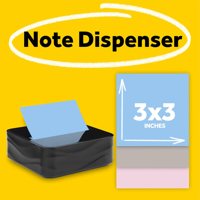 Distributeur de notes Post-it, noir moderne, le paquet comprend un distributeur et 3 blocs de notes repositionnables Post-it Super Sticky Pop-up, 2x plus de pouvoir collant (WAVE-330-BKVP)