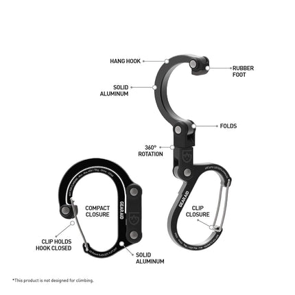 GEAR AID HEROCLIP Carabiner Clip and Hook (Mini) for Travel, Luggage, Purse and Small Bags, Orange, 2 Pack