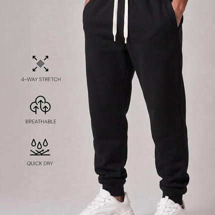 Southpole Men's 1570 Basic Active Fleece Jogger Sweatpants, Black, 5XL Big