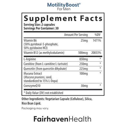FertilAid for Men and MotilityBoost Combo, Prenatal Vitamins and Male Fertility Supplement to Support Count and Motility with L-Carnitine, CoQ10, Zinc and More, 150 Capsules, 1 Month Supply
