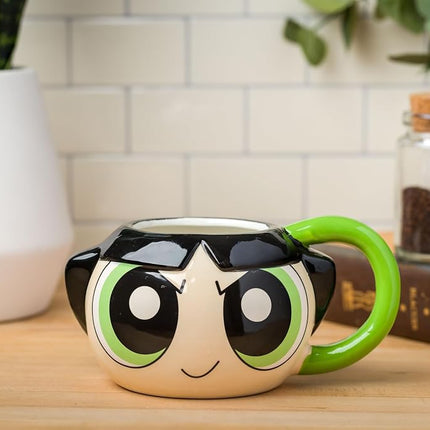 Silver Buffalo The Powerpuff Girls Ceramic 3D Sculpted Mug Featuring Buttercup, 20 Ounces