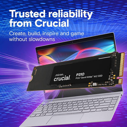 Crucial P310 1TB SSD M.2 2280 NVMe PCIe Gen4, Up to 7,100MB/s, Laptop & Desktop (PC) Compatible, Internal Solid State Drive - CT1000P310SSD801