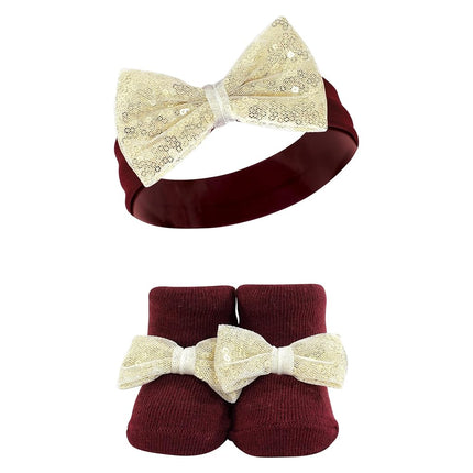 Hudson Baby baby-girls Headband and Socks Set, Flower, 0-9 Month