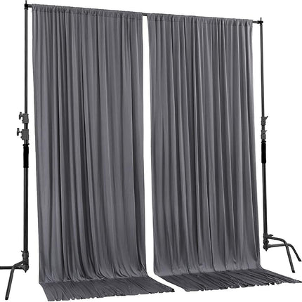 AK TRADING CO. 10 feet x 10 feet Charcoal IFR Polyester Backdrop Drapes Curtains Panels with Rod Pockets - Wedding Ceremony Party Home Window Decorations