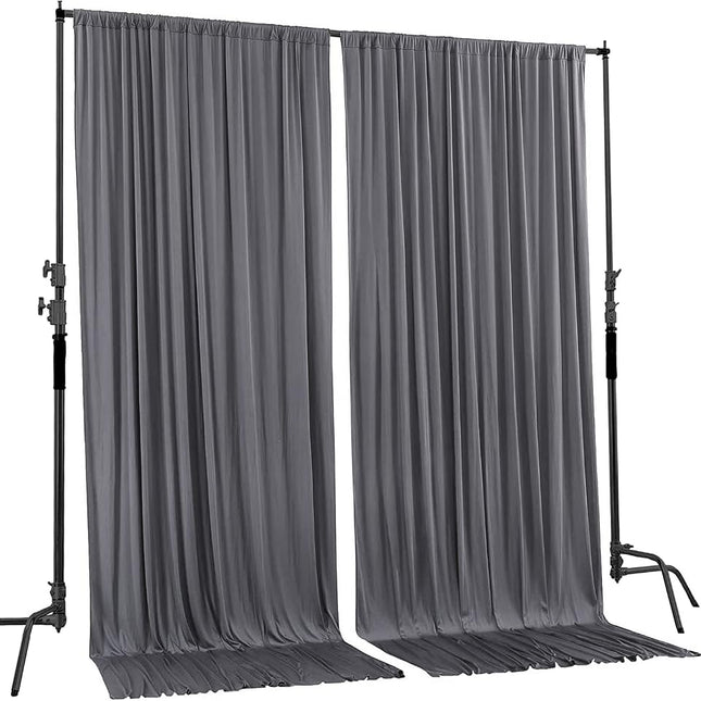 AK TRADING CO. 10 feet x 10 feet Charcoal IFR Polyester Backdrop Drapes Curtains Panels with Rod Pockets - Wedding Ceremony Party Home Window Decorations