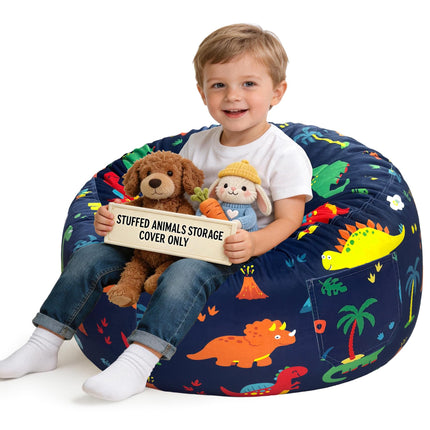 Lukeight Stuffed Animal Storage Bean Bag Chair for