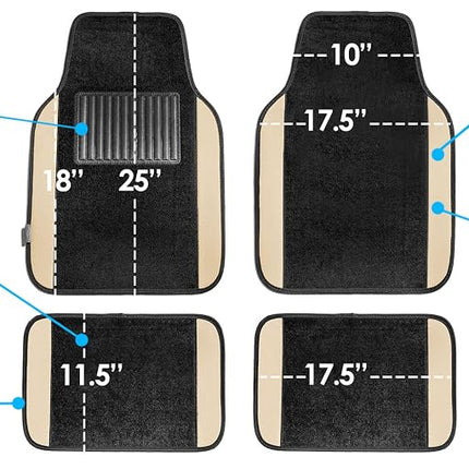 FH Group Car Seat Covers Flat Cloth Full Set – Universal Fit for Cars Trucks & SUVs (Beige) FB050115 + F14407
