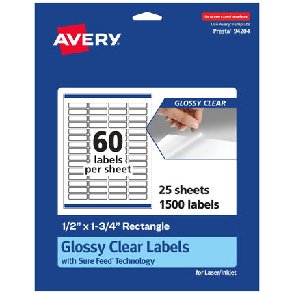 Avery Glossy Clear Rectangle Labels with Sure Feed
