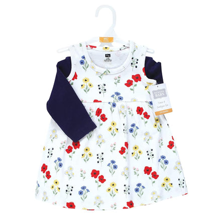 Hudson Baby Conjunto de Vestido y Cárdigan de Algodón para Bebés Niñas, Wildflower, 5T