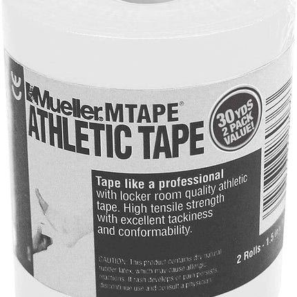 MUELLER Athletic Tape, 1.5" x 15yd Roll, White, 2 Pack