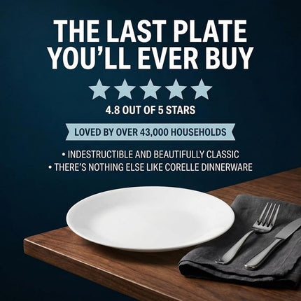 Corelle Frost White Lunch Plate Set for 6 | 8.5 Inch Eco-Friendly, Round Lunch or Dinner Plates are Dishwasher Safe | Triple Layer Glass is Lightweight, Stackable, and Break and Chip Resistant