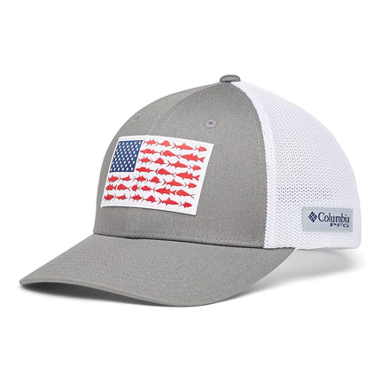 Columbia Men's PFG Fish Flag Mesh Ball Cap-High, Titanium/White, Large-X-Large