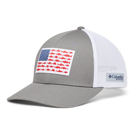 Columbia Men's PFG Fish Flag Mesh Ball Cap-High, Titanium/White, Large-X-Large