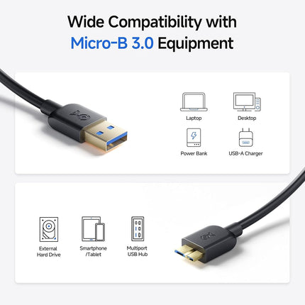 Cable Matters Micro USB 3.0 Cable (Micro USB 3 Cable A to Micro B) in Black 15 Feet - Available 3FT - 15FT in Length