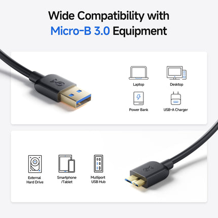 Cable Matters Cable Micro USB 3.0 (Cable Micro USB 3 A a Micro B) en negro de 4,5 m - Disponible en longitudes de 0,9 m a 4,5 m