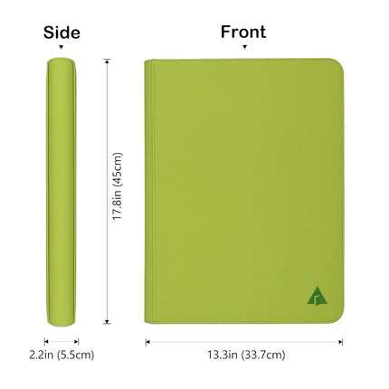 Rayvol Premium 16-Pocket Card Binder - Fits 1408 Trading Cards, Side Loading Ringless Card Collection Album for TCG and Sports Cards -Green