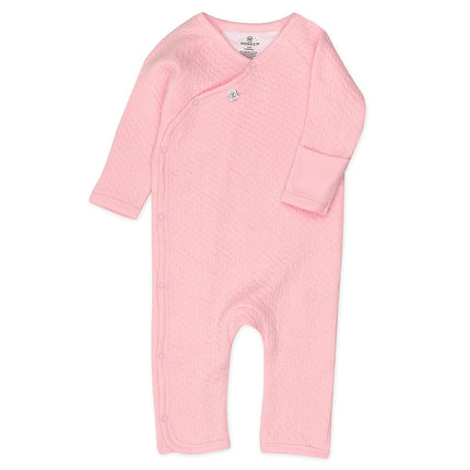 HonestBaby Baby Organic Cotton Matelasse Kimono Coverall - Pink - 3-6 Months