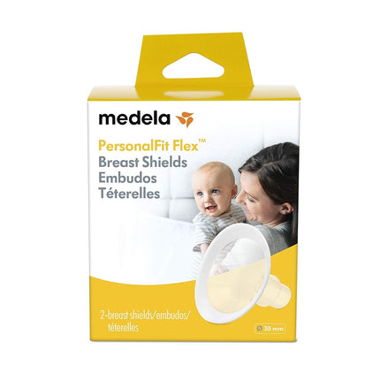Medela Breast Shields PersonalFit Flex, 30mm Breast Shields Shaped Around You for Comfortable and Efficient Pumping, Made Without BPA, Pack of 2 Breastshields