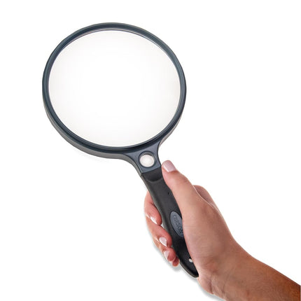 Carson SureGrip Rubberized Soft Grip Large Hand-Held Magnifier with 2x Acrylic Lens and 11.5x Spot Lens
